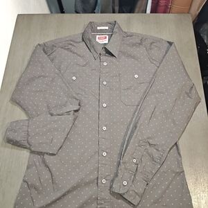 Wrangler Men's Gray Subtle Polka Dot Button Down Shirt Size Medium